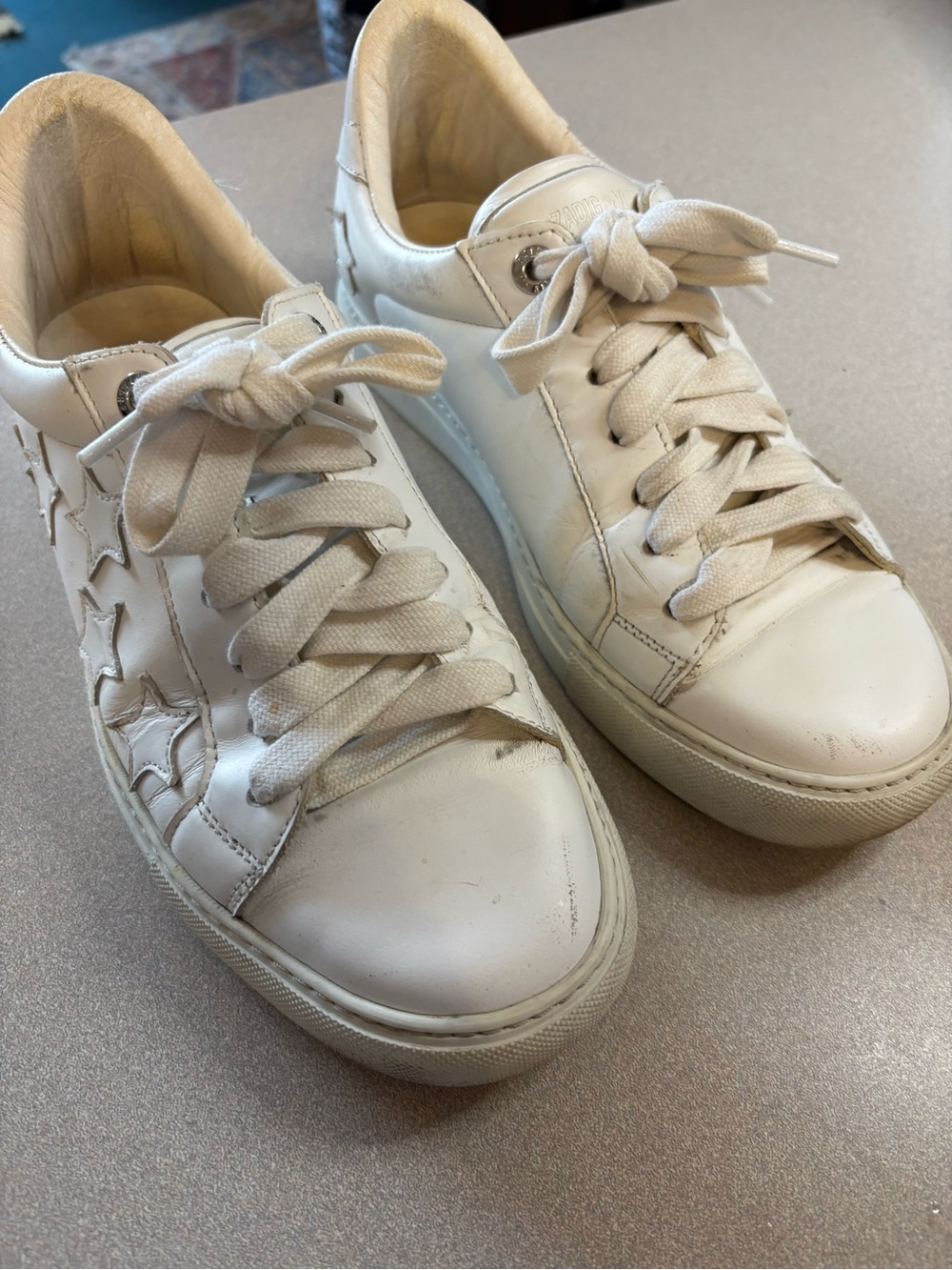 Zadig & Voltaire White Leather Star Sneakers